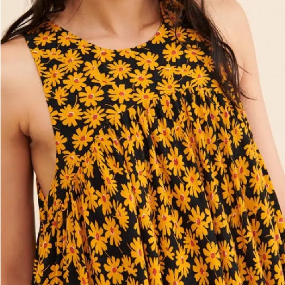 Free People Electric Daisy Mini Dress Yellow Black boho sleeveless - Picture 3 of 10